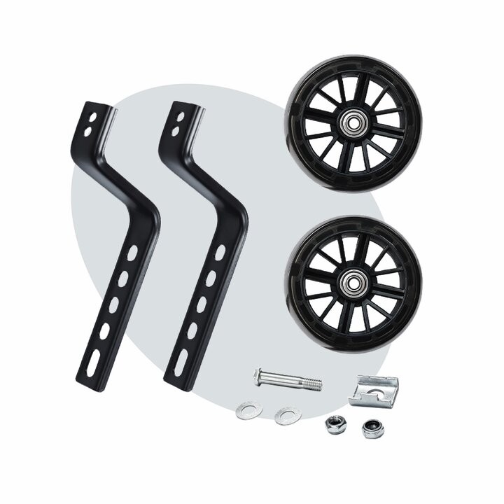 Voltano Zijwieltjes LED Verlichting Steady XL - Zwart - 12-20 Inch - Verstevigd Staal