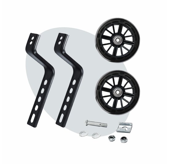 Voltano Zijwieltjes LED Verlichting Steady XL - Zwart - 12-20 Inch - Verstevigd Staal