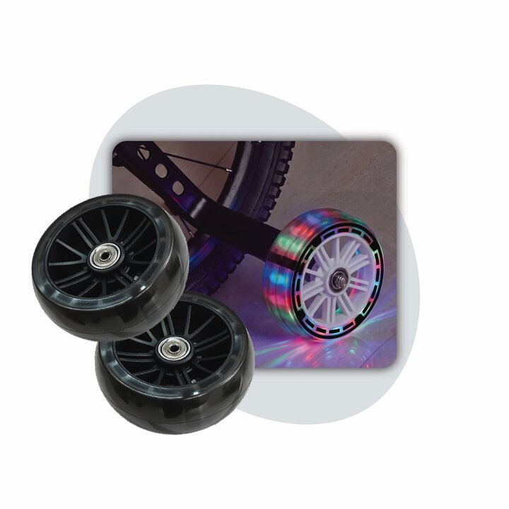 Voltano Zijwieltjes LED Verlichting Steady XL - Zwart - 12-20 Inch - Verstevigd Staal