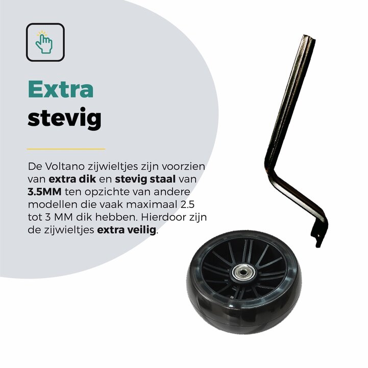 Voltano Zijwieltjes LED Verlichting Steady XL - Zwart - 12-20 Inch - Verstevigd Staal