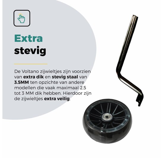 Voltano Zijwieltjes LED Verlichting Steady XL - Zwart - 12-20 Inch - Verstevigd Staal