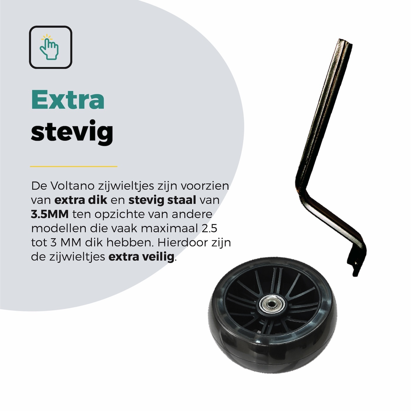 Voltano Zijwieltjes LED Verlichting Steady XL - Zwart - 12-20 Inch - Verstevigd Staal