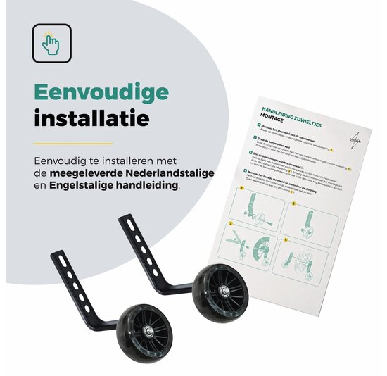 Voltano Zijwieltjes LED Verlichting Steady XL - Zwart - 12-20 Inch - Verstevigd Staal