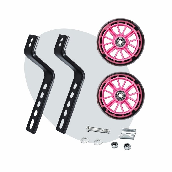Voltano Zijwieltjes LED Verlichting Steady XL - Roze - 12-20 Inch - Verstevigd Staal