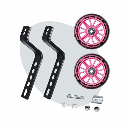 Voltano Zijwieltjes LED Verlichting Steady XL - Roze - 12-20 Inch - Verstevigd Staal