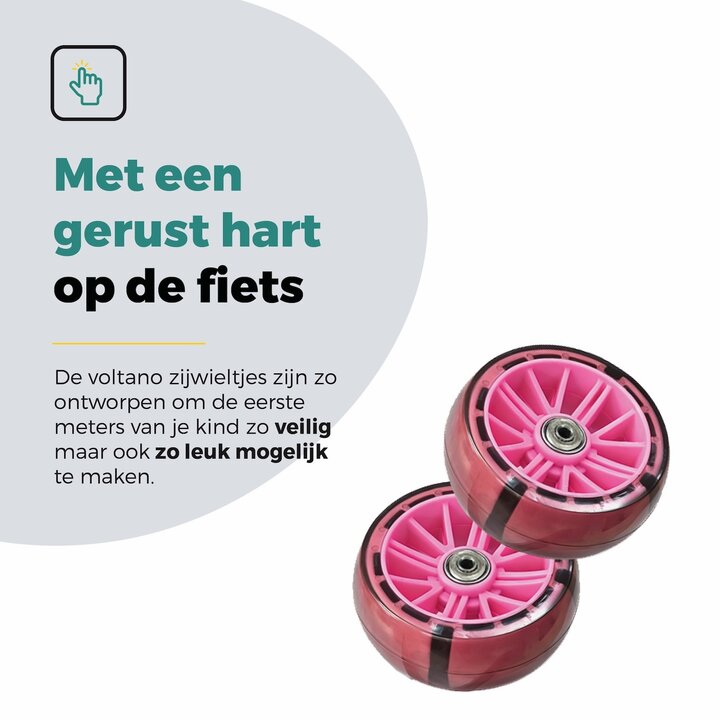 Voltano Zijwieltjes LED Verlichting Steady XL - Roze - 12-20 Inch - Verstevigd Staal