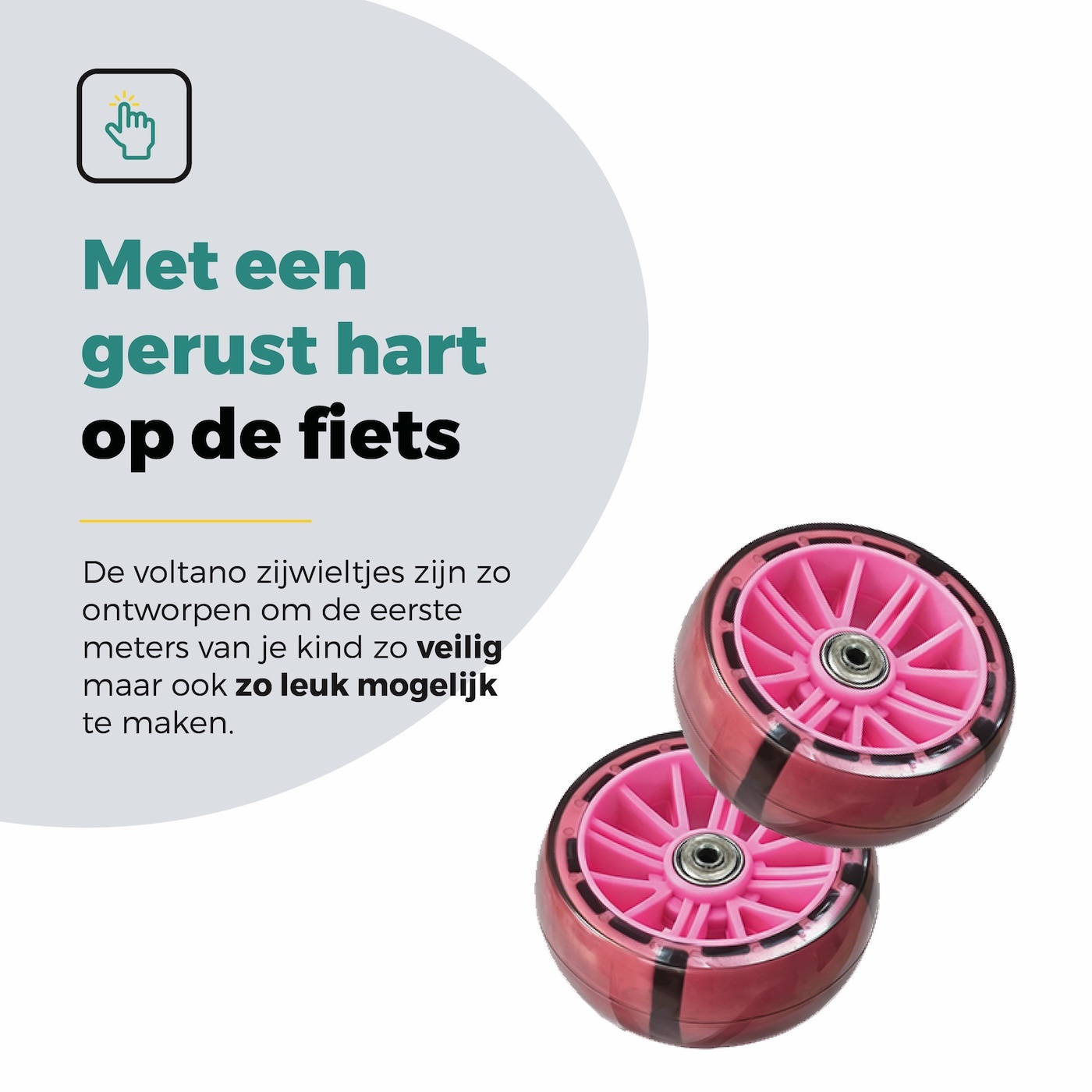 Voltano Zijwieltjes LED Verlichting Steady XL - Roze - 12-20 Inch - Verstevigd Staal