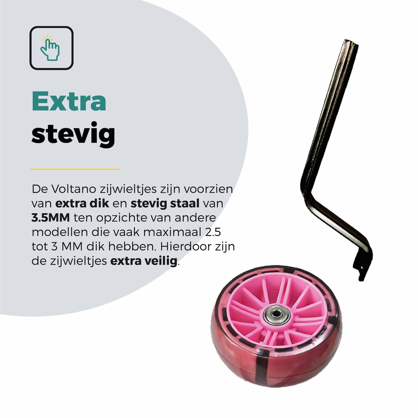 Voltano Zijwieltjes LED Verlichting Steady XL - Roze - 12-20 Inch - Verstevigd Staal
