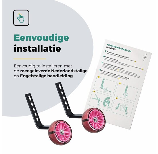 Voltano Zijwieltjes LED Verlichting Steady XL - Roze - 12-20 Inch - Verstevigd Staal