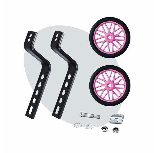 Voltano Zijwieltjes Strong - Roze - 12-20 Inch - Verstevigd Staal