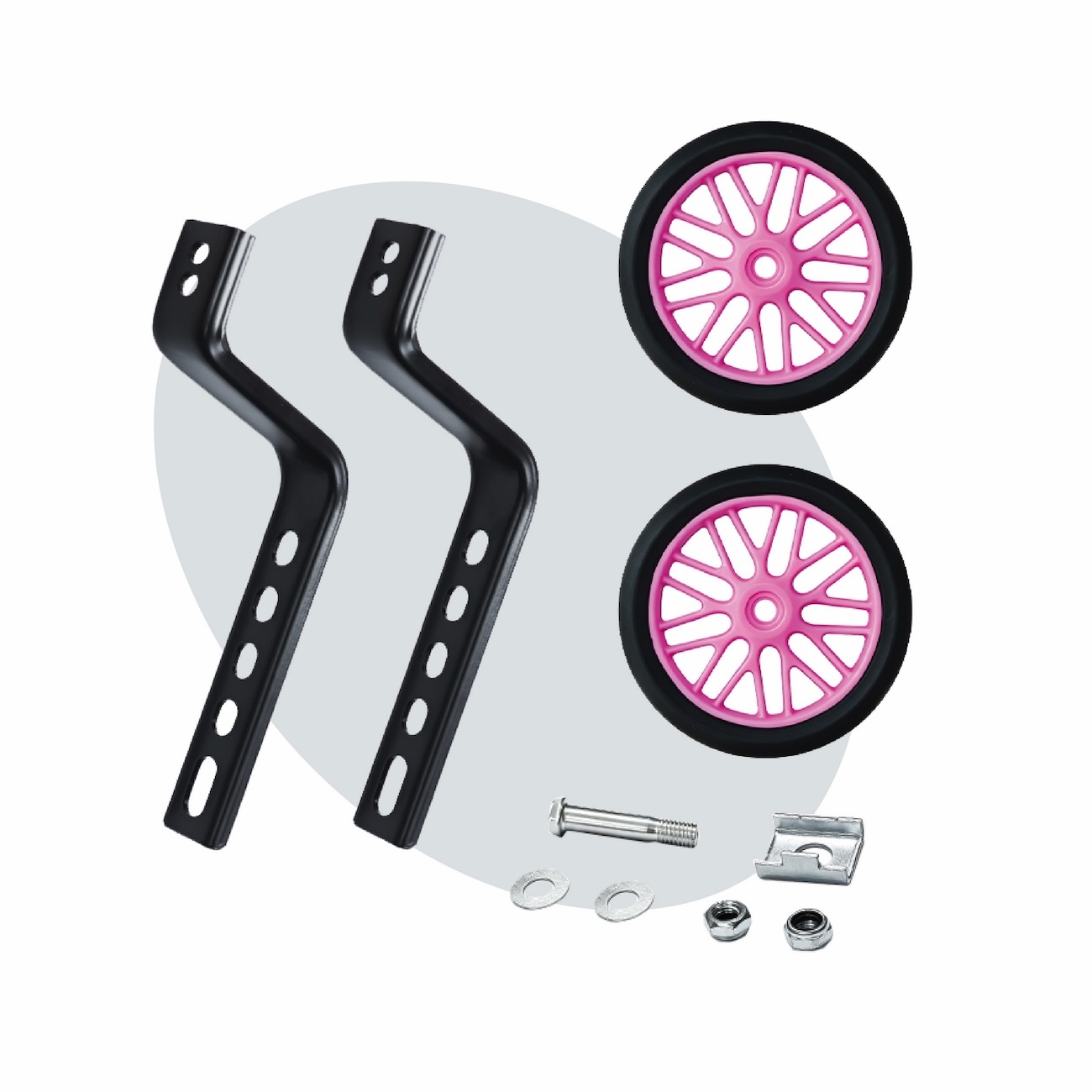 Voltano Zijwieltjes Strong - Roze - 12-20 Inch - Verstevigd Staal