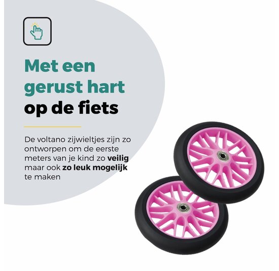 Voltano Zijwieltjes Strong - Roze - 12-20 Inch - Verstevigd Staal