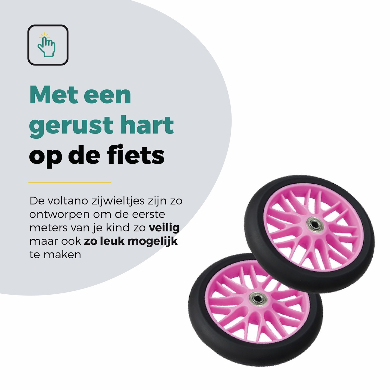 Voltano Zijwieltjes Strong - Roze - 12-20 Inch - Verstevigd Staal