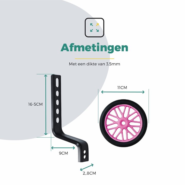Voltano Zijwieltjes Strong - Roze - 12-20 Inch - Verstevigd Staal