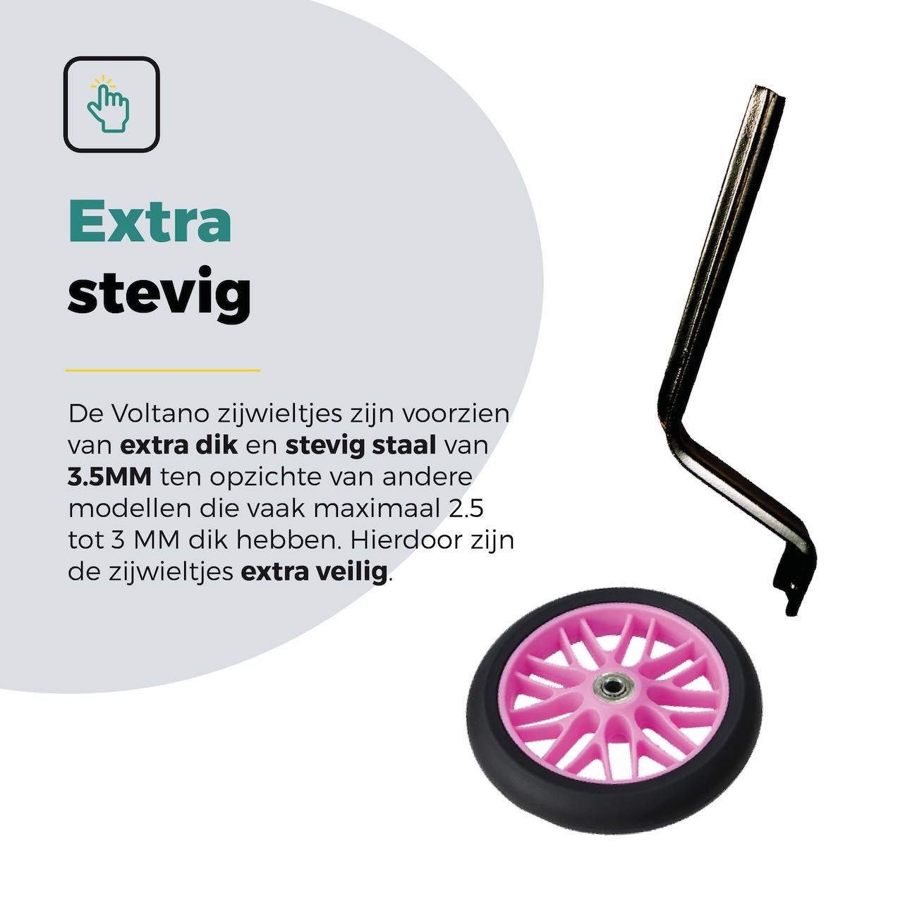 Voltano Zijwieltjes Strong - Roze - 12-20 Inch - Verstevigd Staal