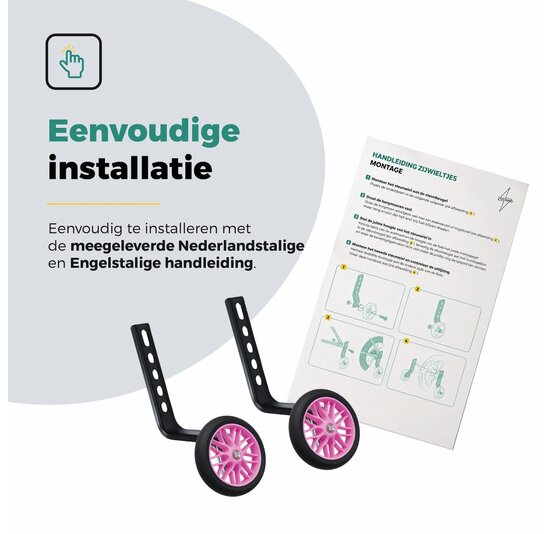 Voltano Zijwieltjes Strong - Roze - 12-20 Inch - Verstevigd Staal