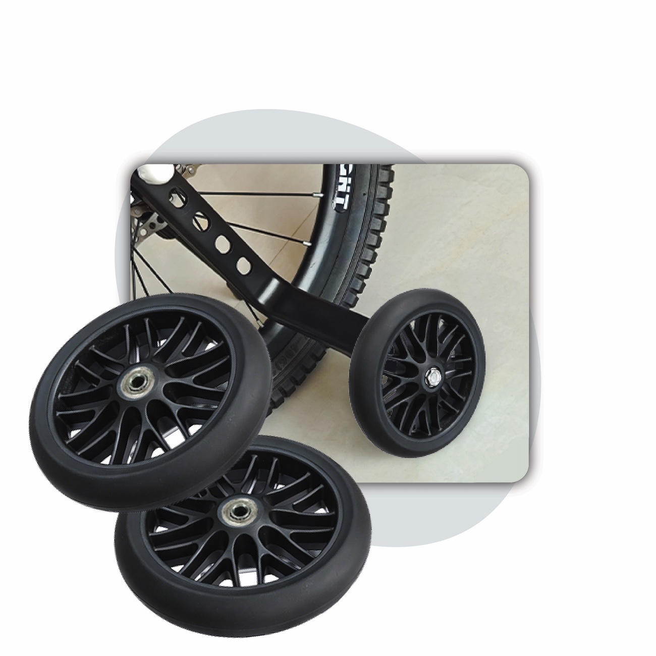 Voltano Zijwieltjes Strong - Zwart - 12-20 Inch - Verstevigd Staal