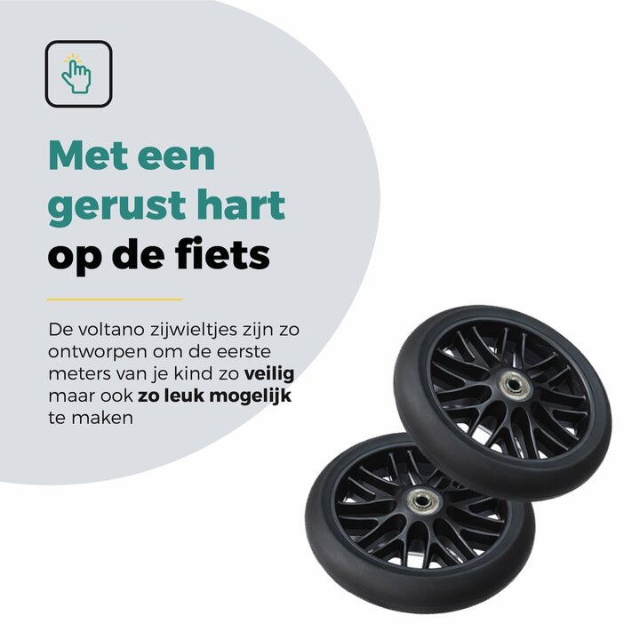 Voltano Zijwieltjes Strong - Zwart - 12-20 Inch - Verstevigd Staal