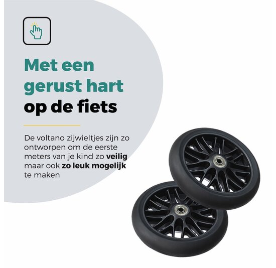 Voltano Zijwieltjes Strong - Zwart - 12-20 Inch - Verstevigd Staal