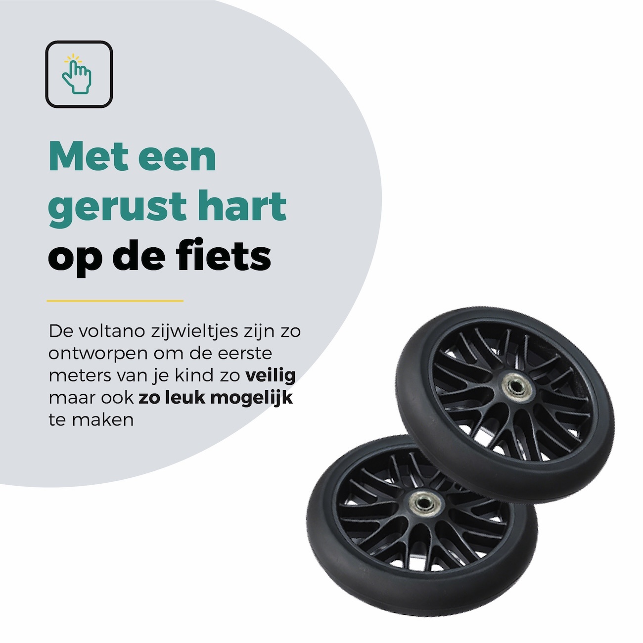 Voltano Zijwieltjes Strong - Zwart - 12-20 Inch - Verstevigd Staal