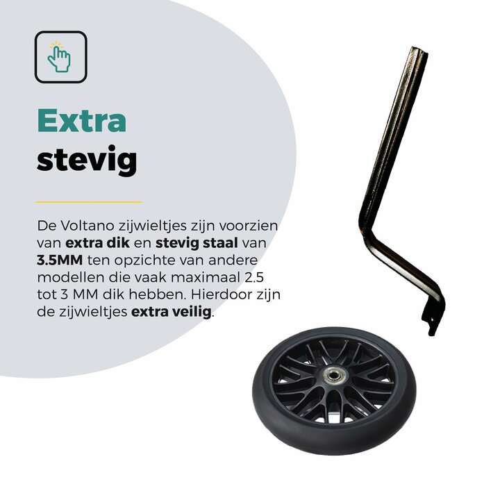 Voltano Zijwieltjes Strong - Zwart - 12-20 Inch - Verstevigd Staal