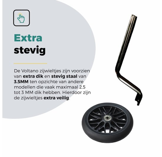 Voltano Zijwieltjes Strong - Zwart - 12-20 Inch - Verstevigd Staal