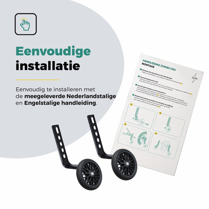 Voltano Zijwieltjes Strong - Zwart - 12-20 Inch - Verstevigd Staal