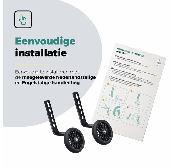 Voltano Zijwieltjes Strong - Zwart - 12-20 Inch - Verstevigd Staal