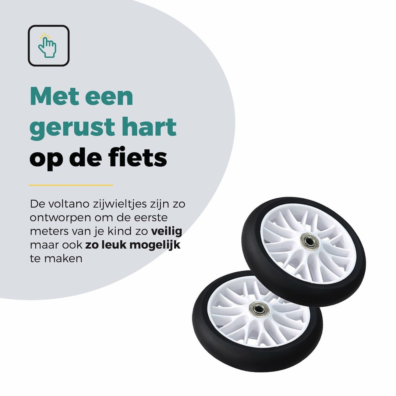 Voltano Zijwieltjes Strong - Wit - 12-20 Inch - Verstevigd Staal