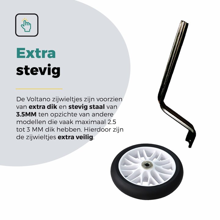 Voltano Zijwieltjes Strong - Wit - 12-20 Inch - Verstevigd Staal