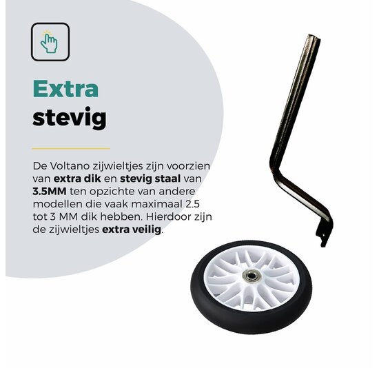 Voltano Zijwieltjes Strong - Wit - 12-20 Inch - Verstevigd Staal