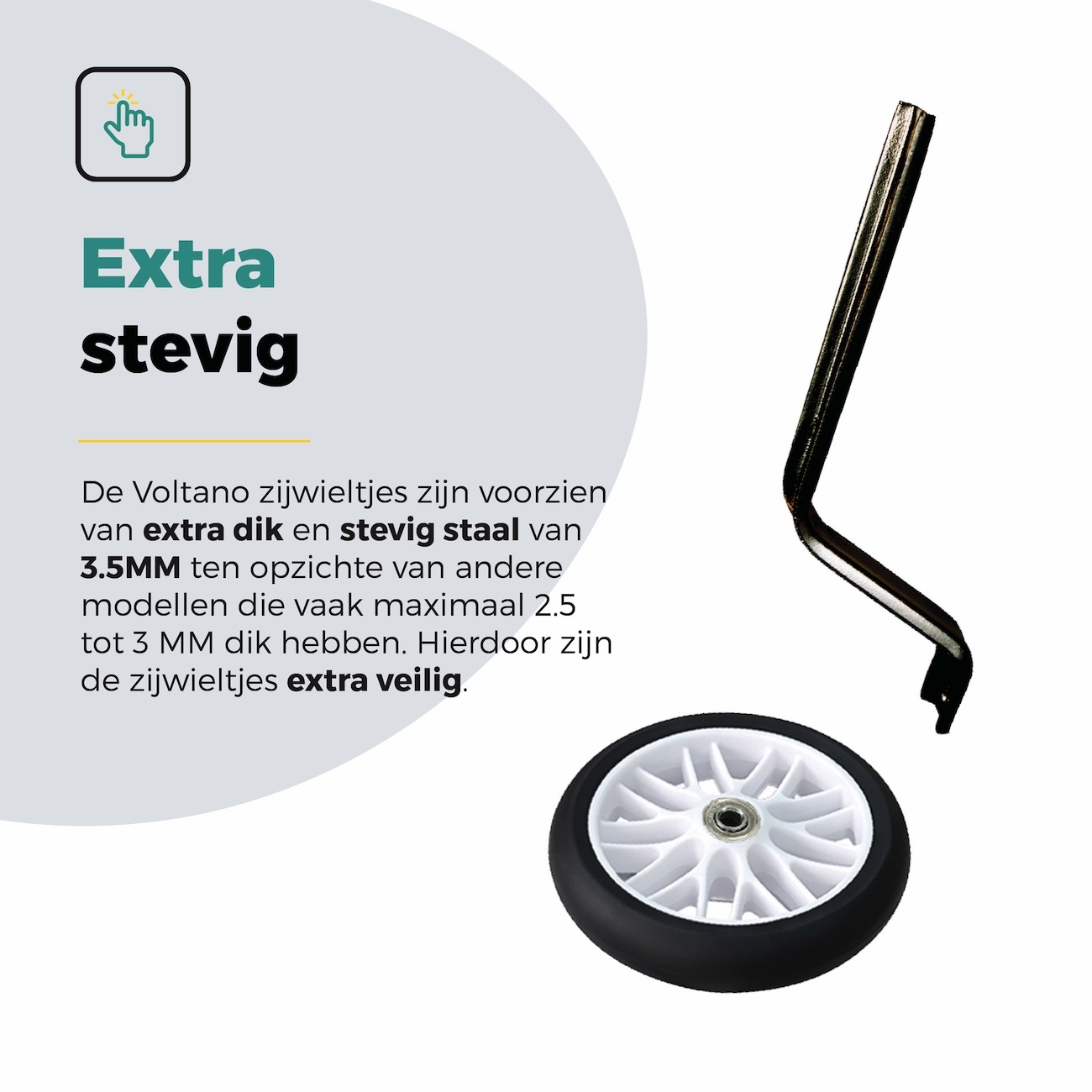 Voltano Zijwieltjes Strong - Wit - 12-20 Inch - Verstevigd Staal