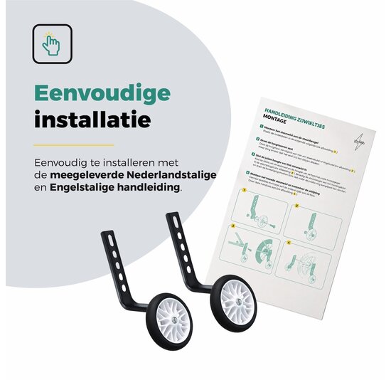 Voltano Zijwieltjes Strong - Wit - 12-20 Inch - Verstevigd Staal
