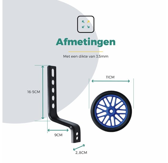 Voltano Zijwieltjes Strong - Blauw - 12-20 Inch - Verstevigd Staal
