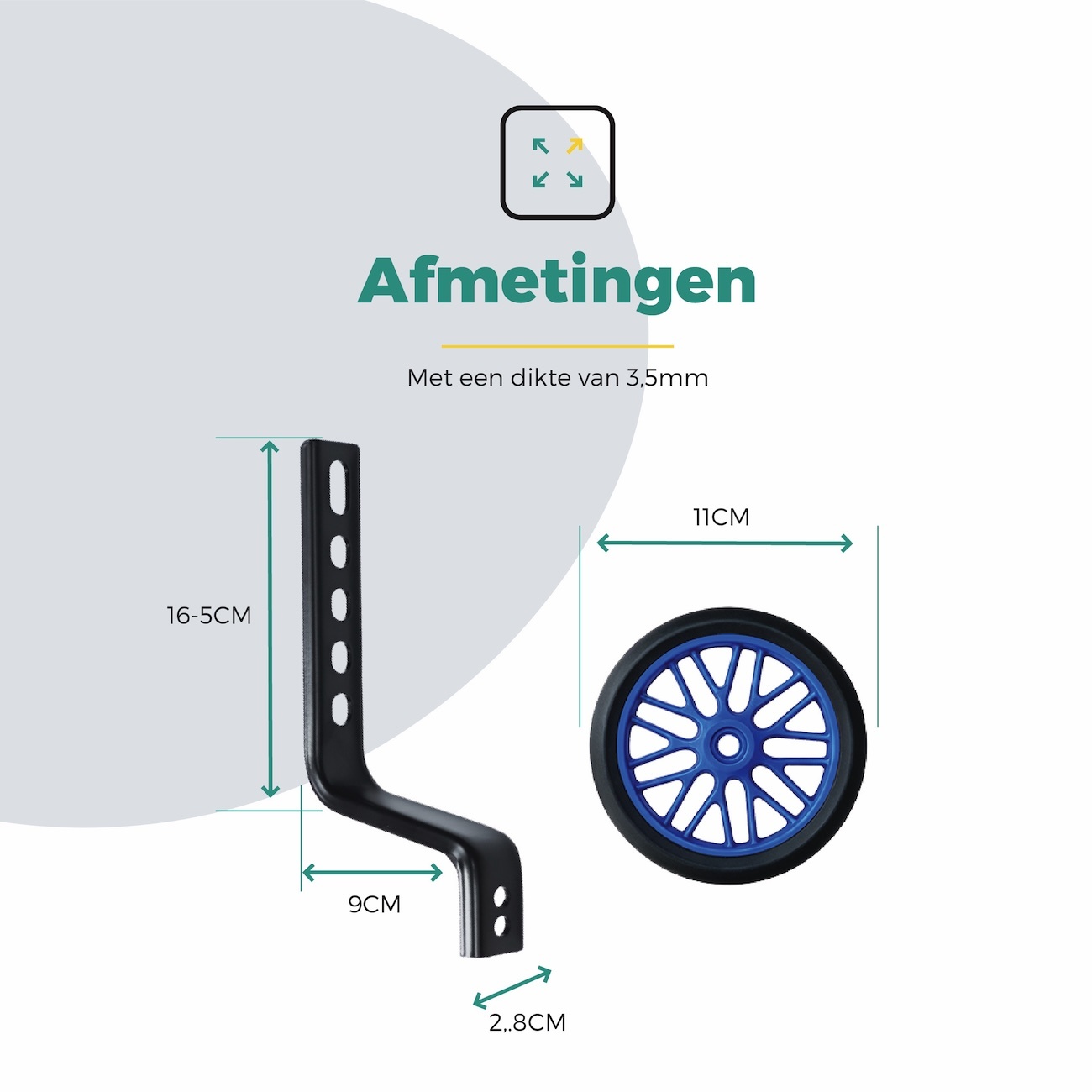 Voltano Zijwieltjes Strong - Blauw - 12-20 Inch - Verstevigd Staal