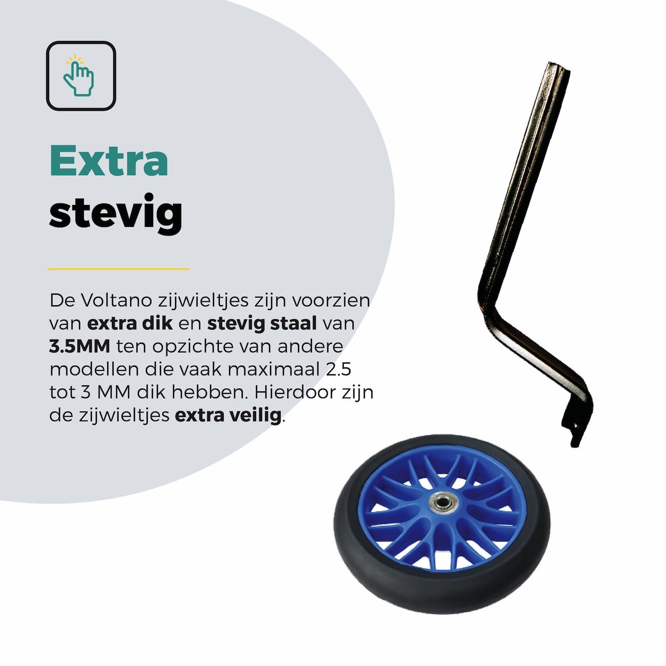 Voltano Zijwieltjes Strong - Blauw - 12-20 Inch - Verstevigd Staal
