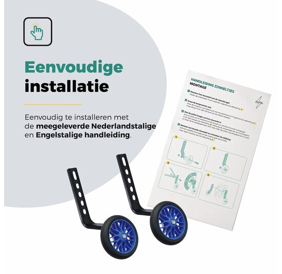 Voltano Zijwieltjes Strong - Blauw - 12-20 Inch - Verstevigd Staal