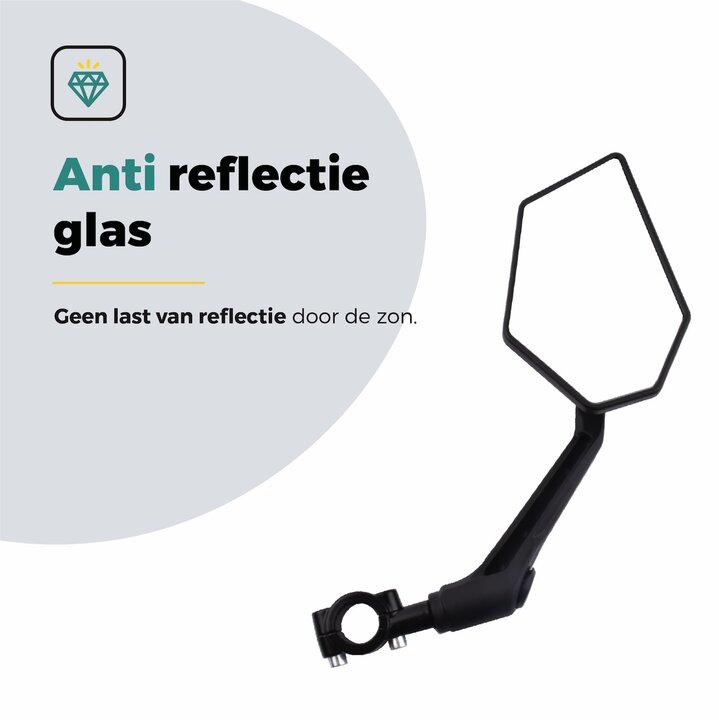Voltano E-bike Fietsspiegel XL Links - Zwart - Anti Reflectie