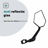 Voltano E-bike Fietsspiegel XL Links - Zwart - Anti Reflectie