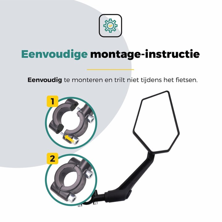 Voltano E-bike Fietsspiegel XL Links - Zwart - Anti Reflectie