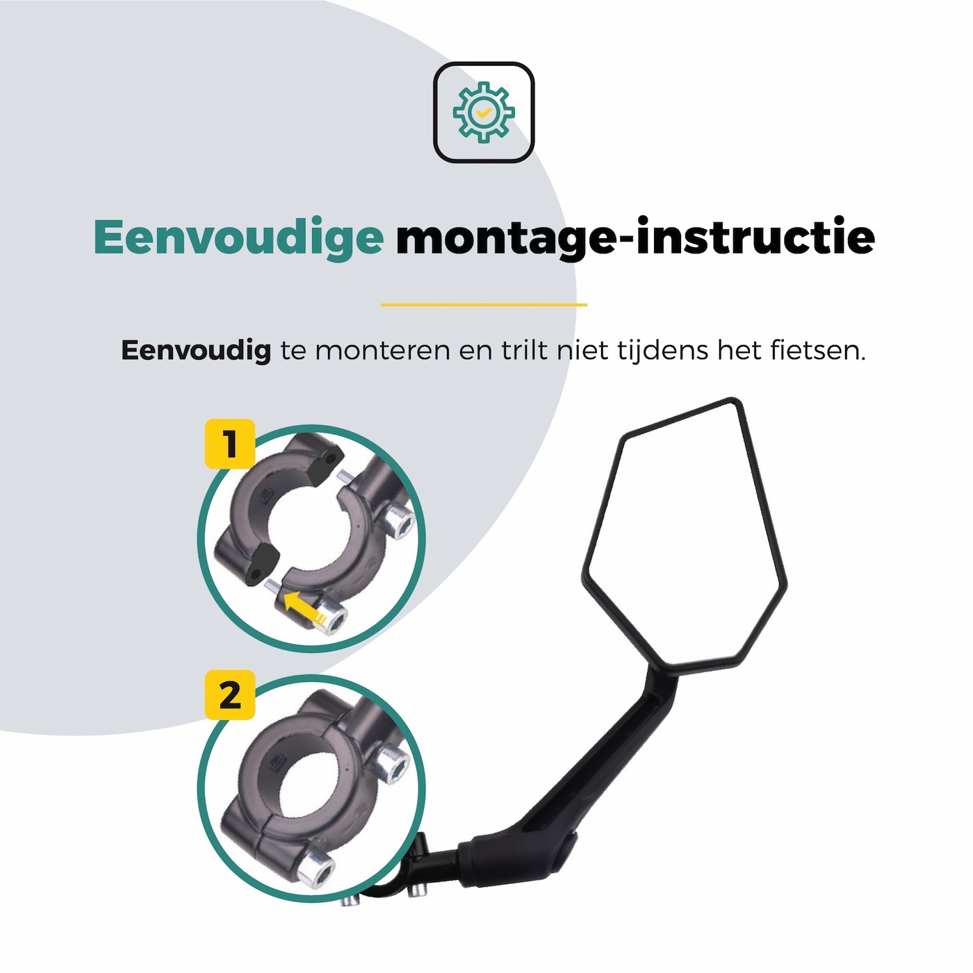 Voltano E-bike Fietsspiegel XL Links - Zwart - Anti Reflectie