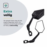 Voltano E-bike Fietsspiegel XL Links - Zwart - Anti Reflectie