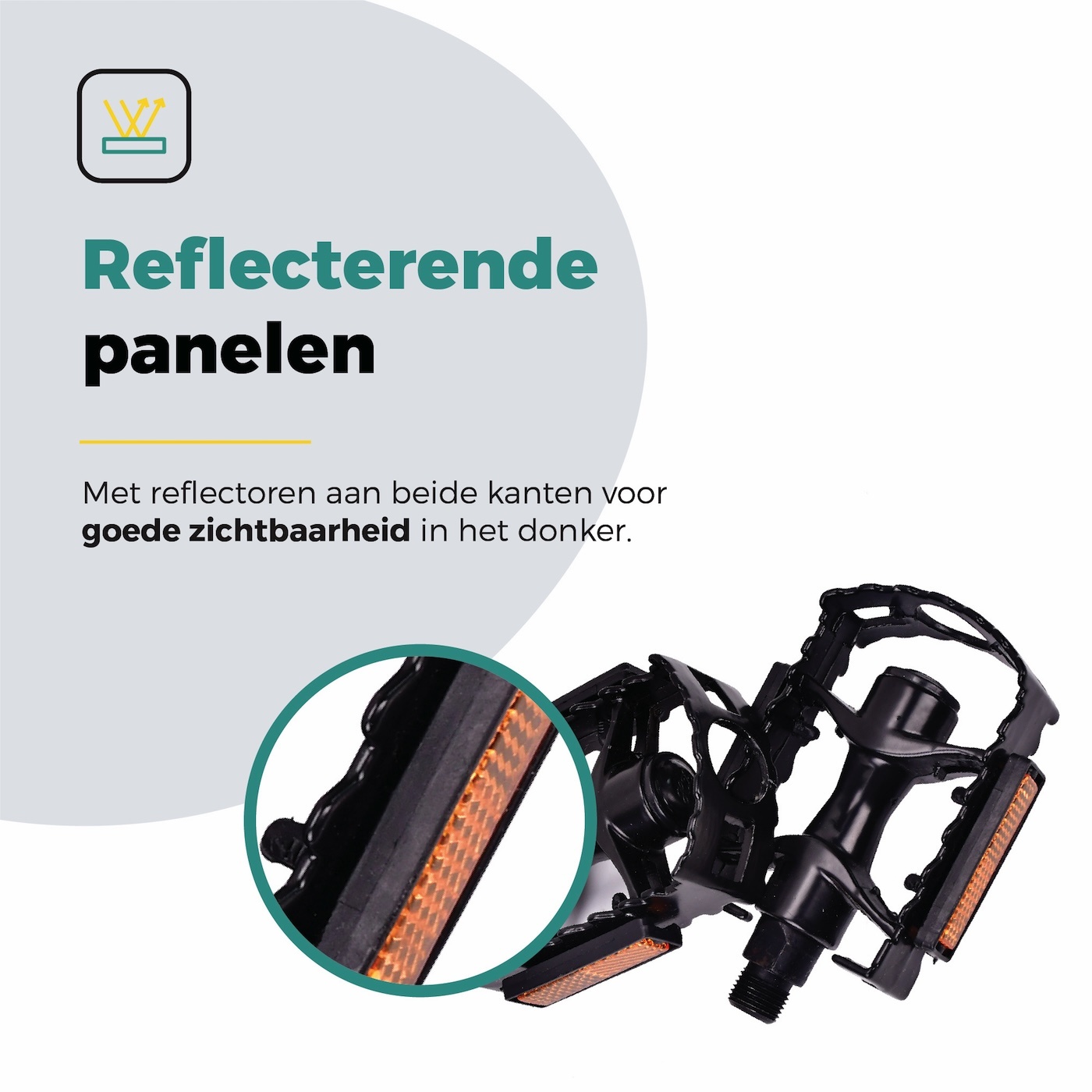 Voltano Antislip E-bike / Stadsfiets Fietspedalen 420077 - Zwart - Aluminium - Reflectoren