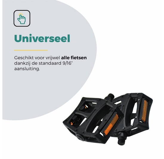 Voltano Antislip E-bike / Stadsfiets Brede Fietspedalen 420076 - Zwart - Aluminium - Reflectoren