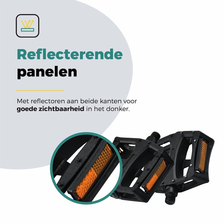 Voltano Antislip E-bike / Stadsfiets Brede Fietspedalen 420076 - Zwart - Aluminium - Reflectoren