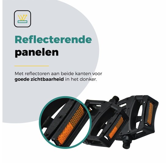 Voltano Antislip E-bike / Stadsfiets Brede Fietspedalen 420076 - Zwart - Aluminium - Reflectoren