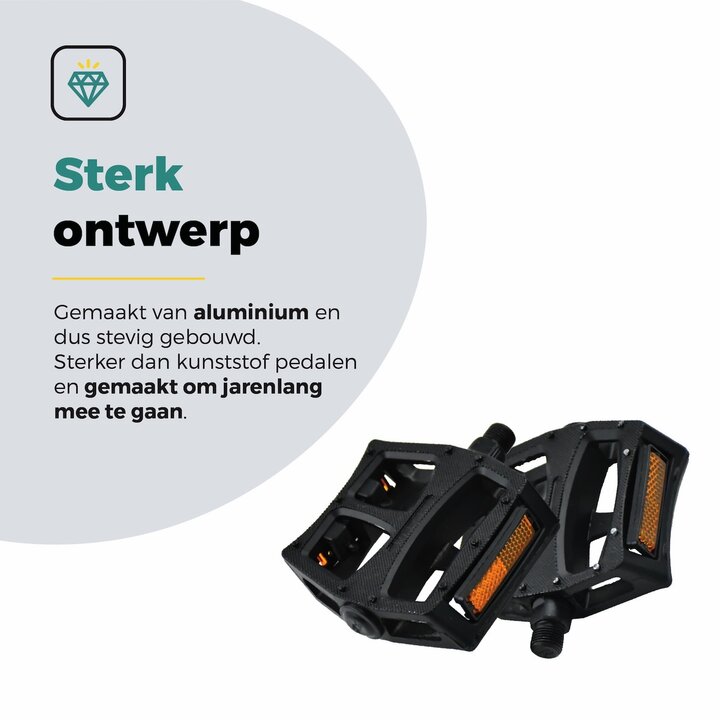 Voltano Antislip E-bike / Stadsfiets Brede Fietspedalen 420076 - Zwart - Aluminium - Reflectoren