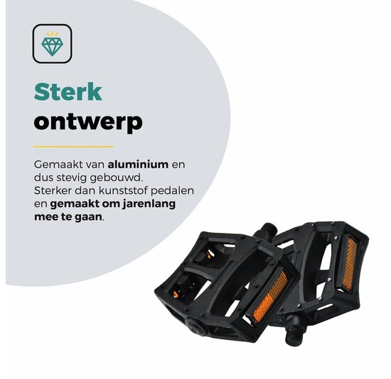 Voltano Antislip E-bike / Stadsfiets Brede Fietspedalen 420076 - Zwart - Aluminium - Reflectoren
