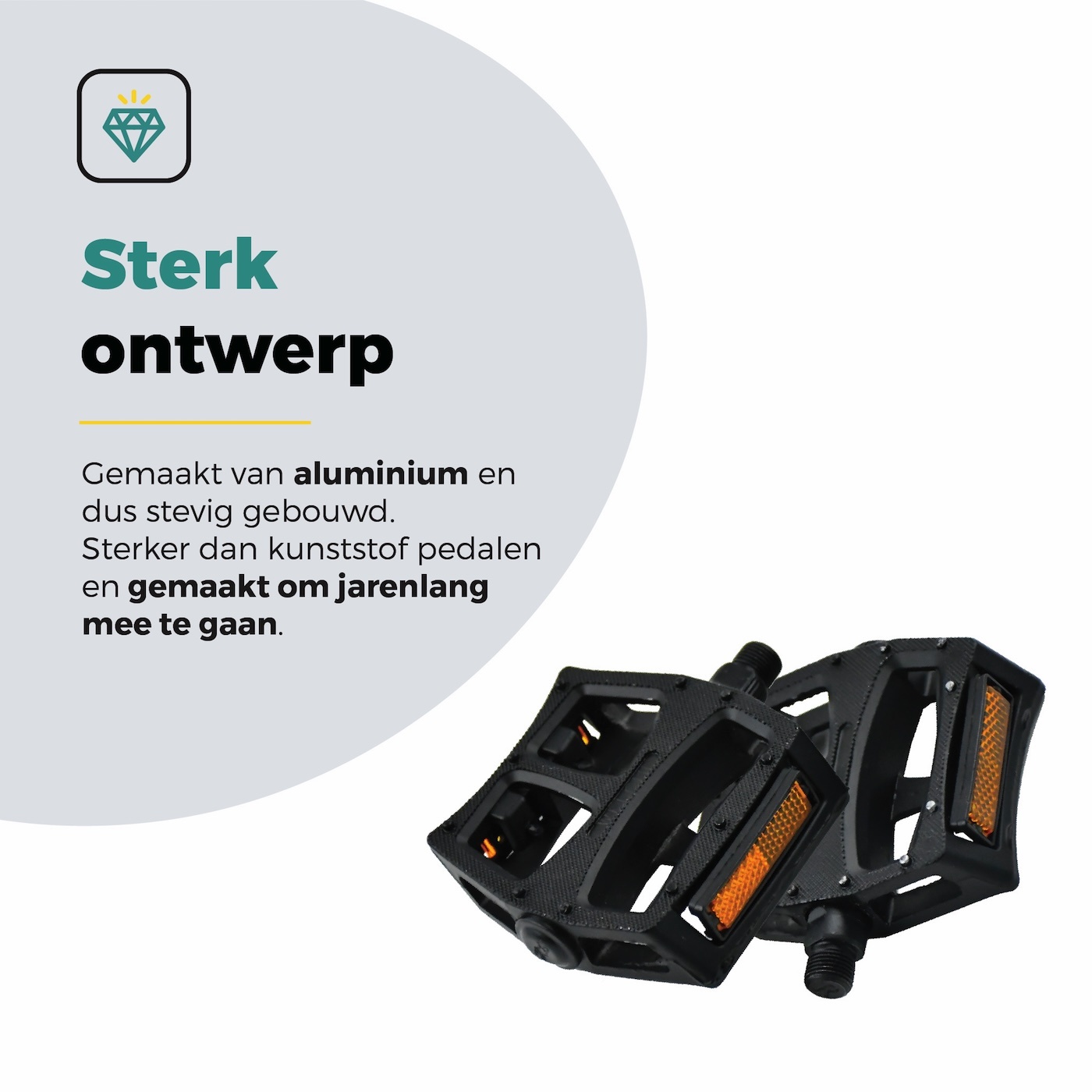Voltano Antislip E-bike / Stadsfiets Brede Fietspedalen 420076 - Zwart - Aluminium - Reflectoren