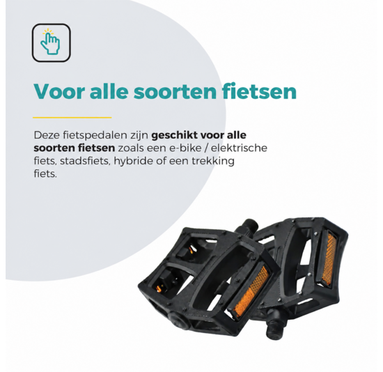 Voltano Antislip E-bike / Stadsfiets Brede Fietspedalen 420076 - Zwart - Aluminium - Reflectoren